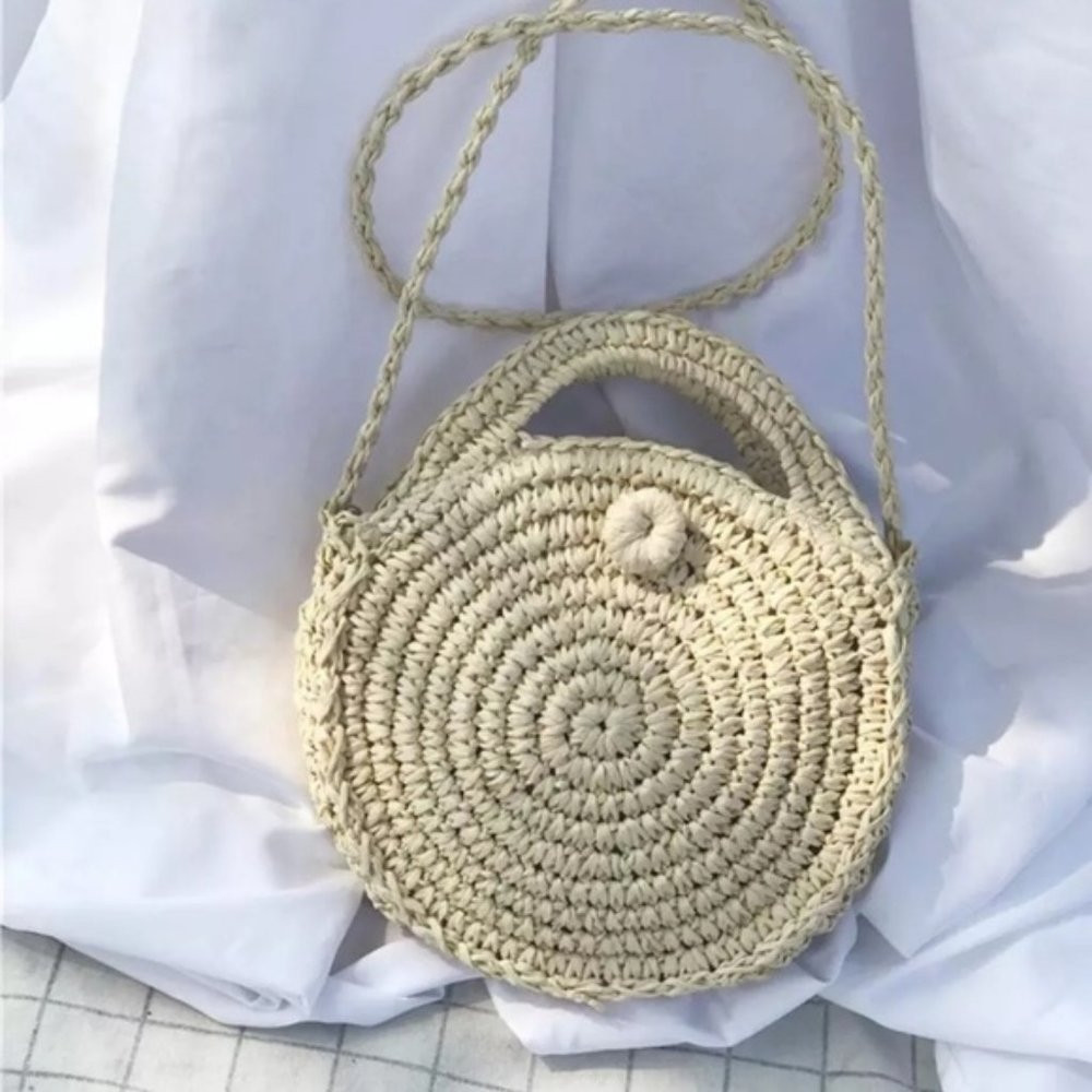 Sale!🆕Straw Circle Beach Handbag Bohemian Rattan - Picture 12 of 16